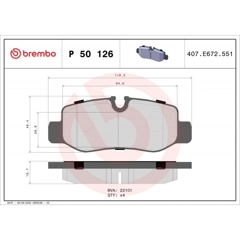 Brembo Bremseklodser P 50 126 for Mercedes-Benz, bagaksel