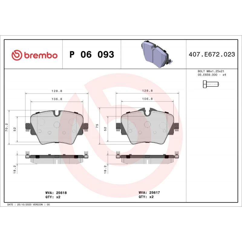 Brembo Bremseklodser P 06 093 for BMW, MINI, TOYOTA
