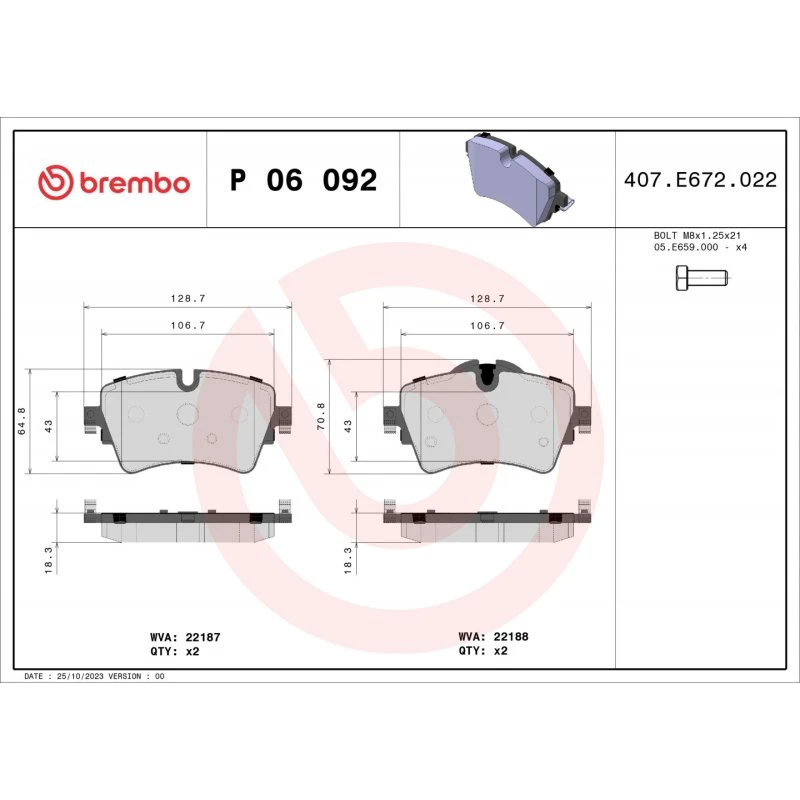 Brembo Bremseklodser P 06 092 for BMW & MINI (Akselsæt)