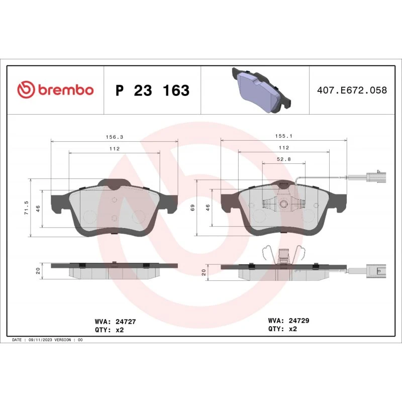 Brembo Bremseklodser P 23 163, Akselsæt, til OPEL, FIAT, CHRYSLER