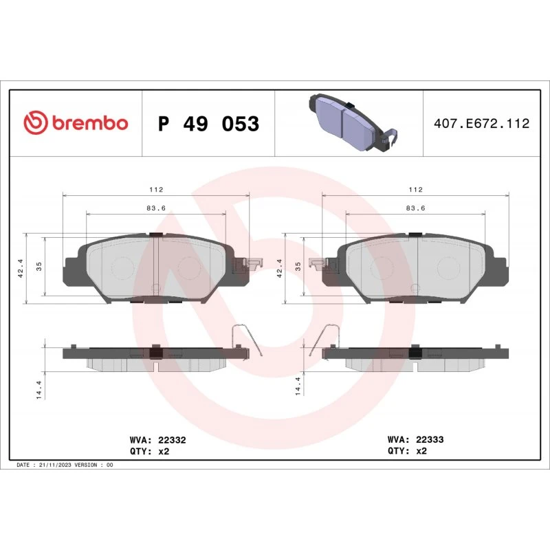 Brembo Bremseklodser P 49 053 til Mazda CX-5 (bagaksel)