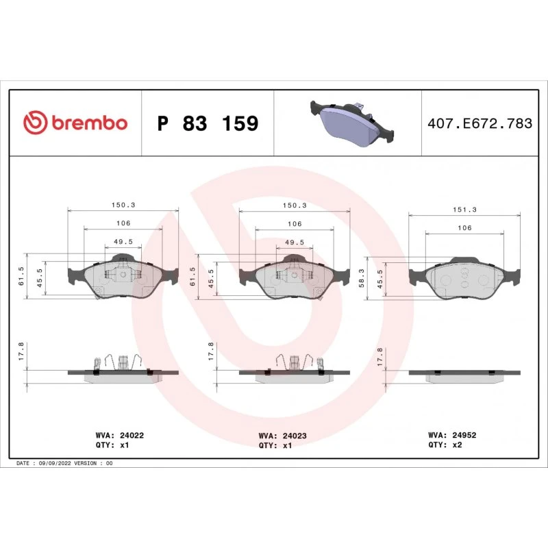 Brembo Bremseklodser P 83 159 044650D120 (Akselsæt)