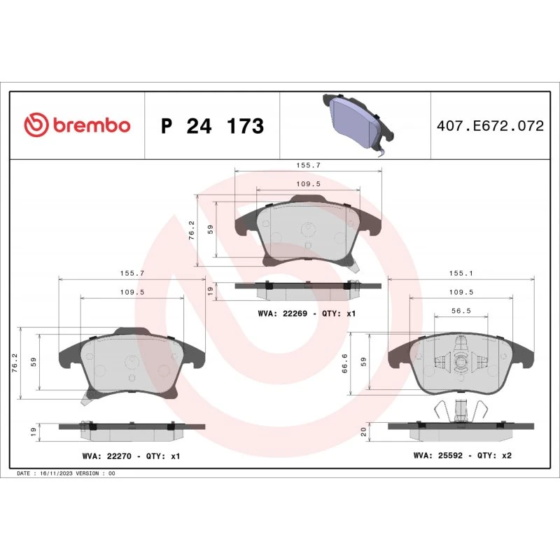 Brembo Bremseklodser P 24 173, Prime Line, Akselsæt