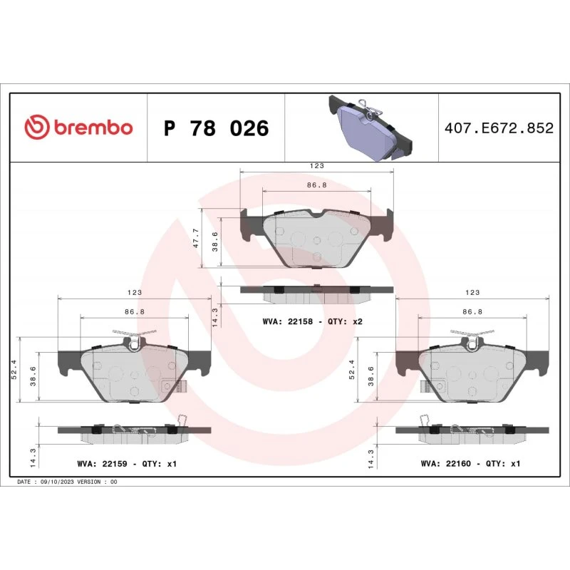 Brembo Bremseklodser P 78 026 til Subaru (Akselsæt, bagaksel)