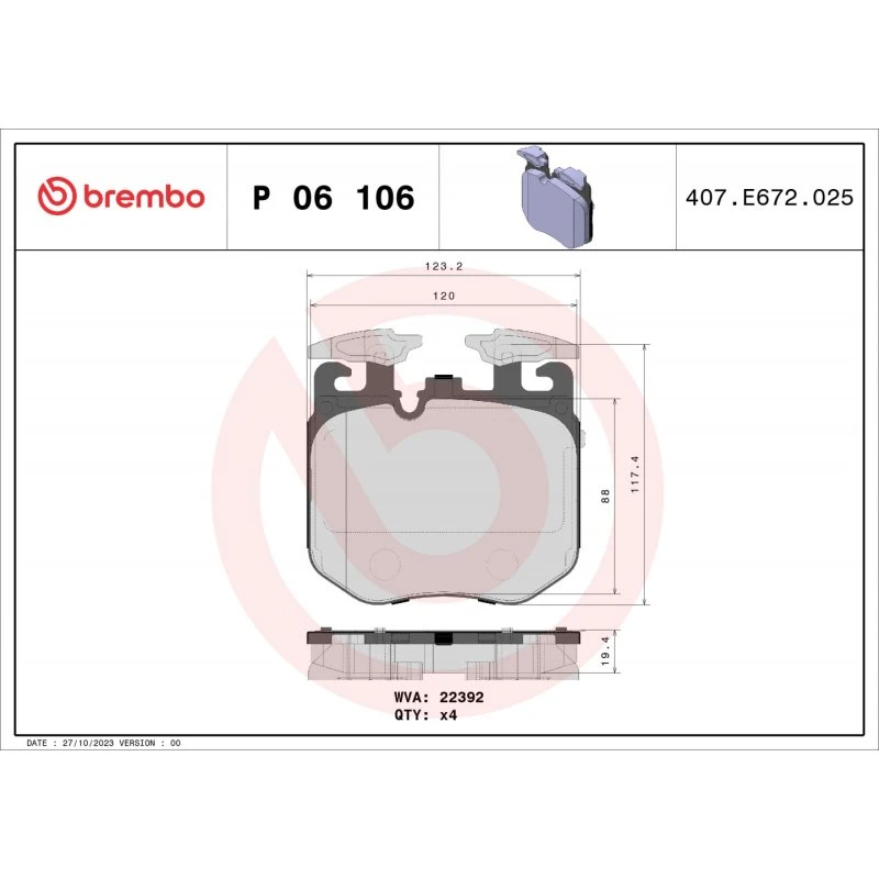 Brembo Bremseklodser P 06 106, 125x20x117 mm, til BMW, Alpina, Rolls-Royce