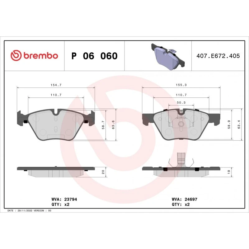 Brembo Bremseklodser P 06 060 til BMW 5, 5 Touring (Akselsæt)