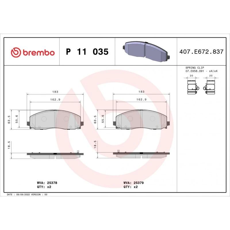 Brembo Bremseklodser P 11 035, Akselsæt, 2012–