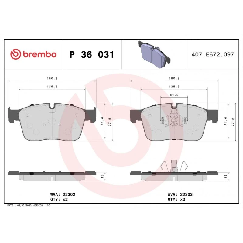 Brembo Bremseklodser P 36 031 til Jaguar F-Pace, Range Rover Velar