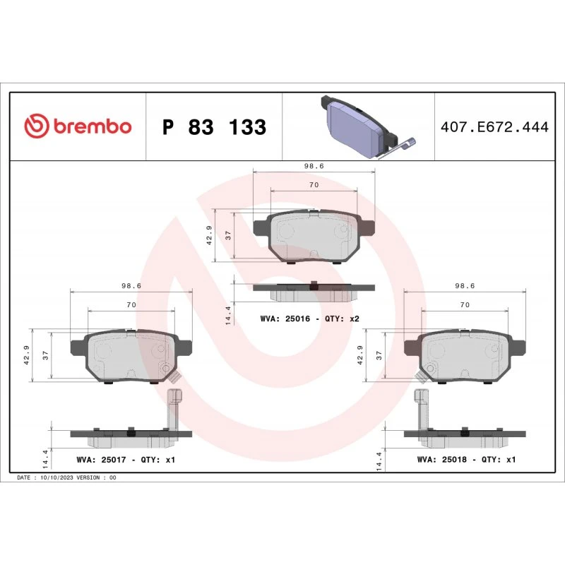 Brembo Bremseklodser P 83 133 for Toyota, Subaru, Lexus (Akselsæt)