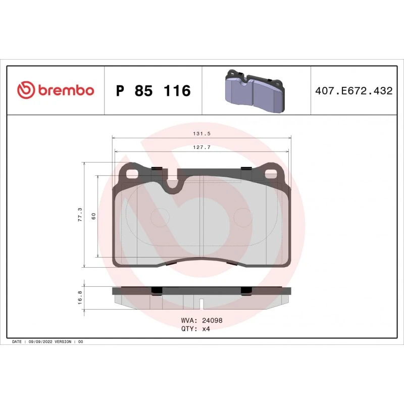Brembo Bremseklodser P 85 116, Prime-serie, foraksel & bagaksel
