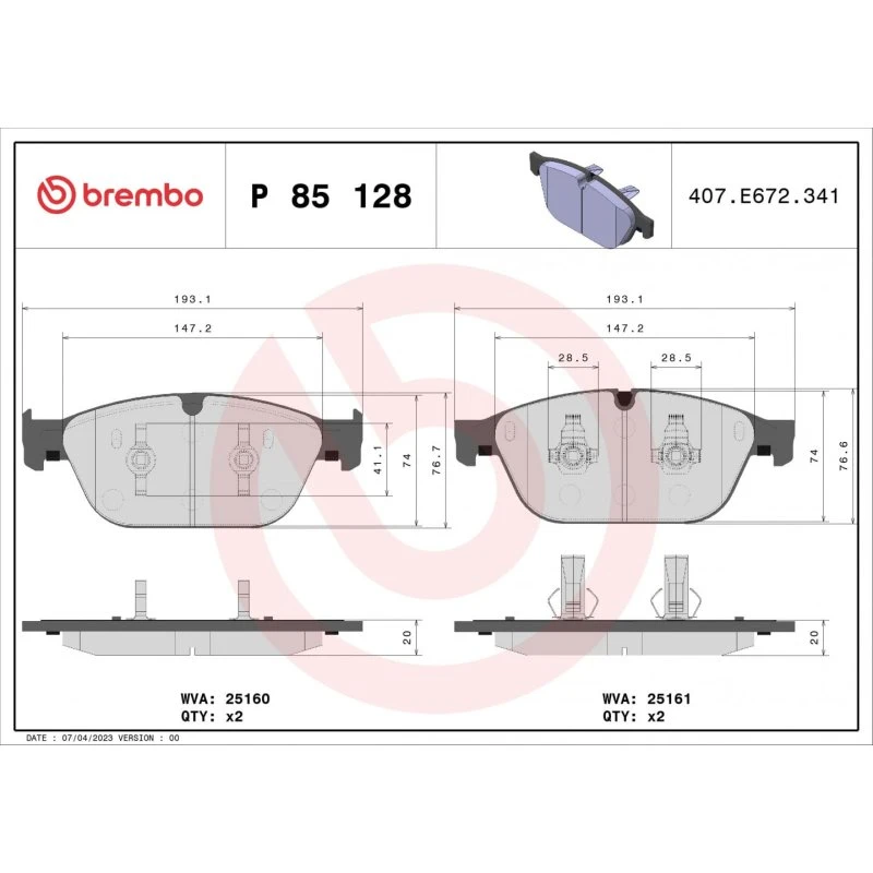 Brembo Bremseklodser P 85 128, Akselsæt, til AUDI A8 D4, Q5