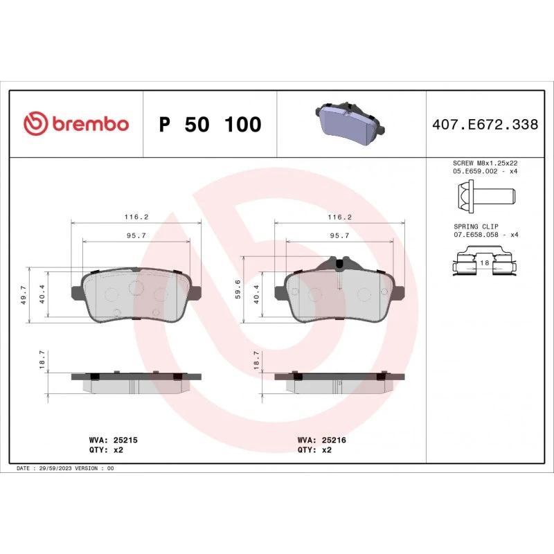 Brembo Bremseklodser P 50 100, Akselsæt, til Mercedes-Benz GLE/GLE Coupe