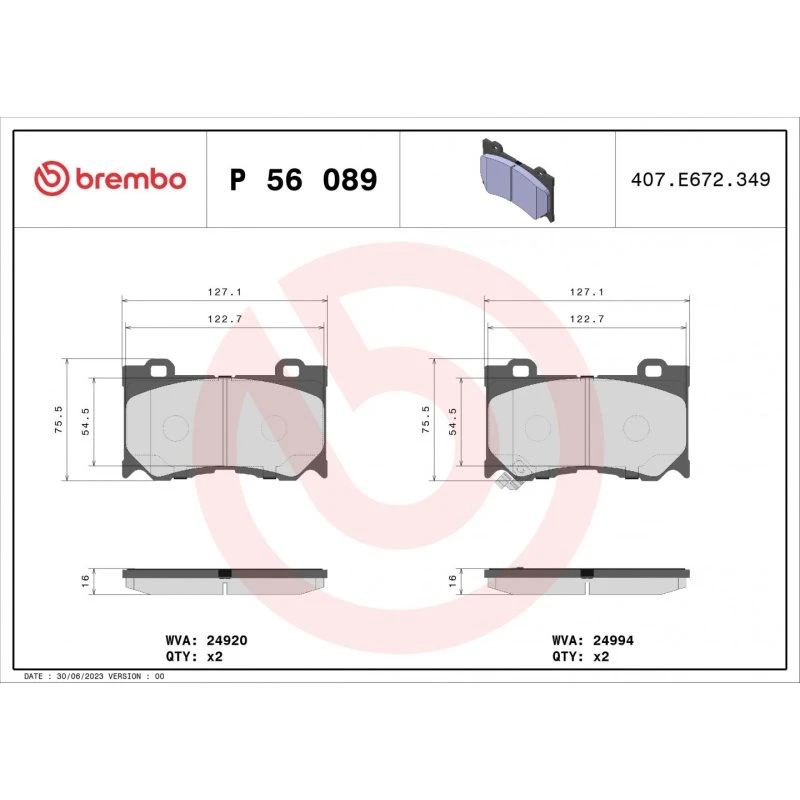 Brembo Bremseklodser P 56 089 til Nissan, Infiniti