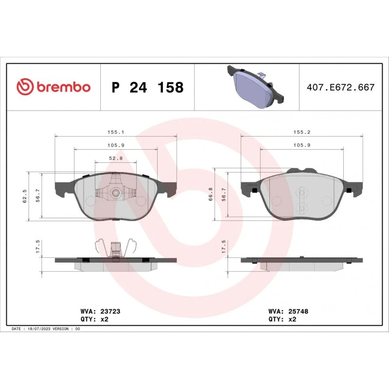 Brembo Bremseklodser P 24 158 for Ford (Akselsæt)