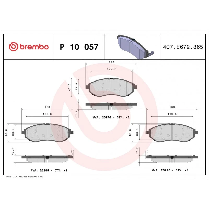 Brembo Bremseklodser P 10 057 for Chevrolet Aveo & Daewoo Kalos