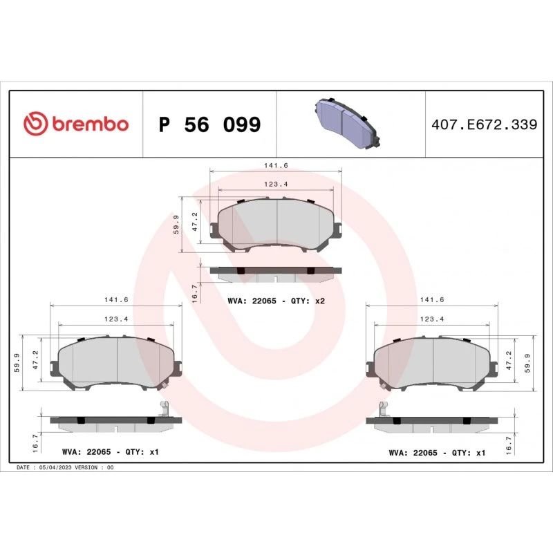 Brembo Bremseklodser P 56 099 for Renault/Nissan med slidindikator