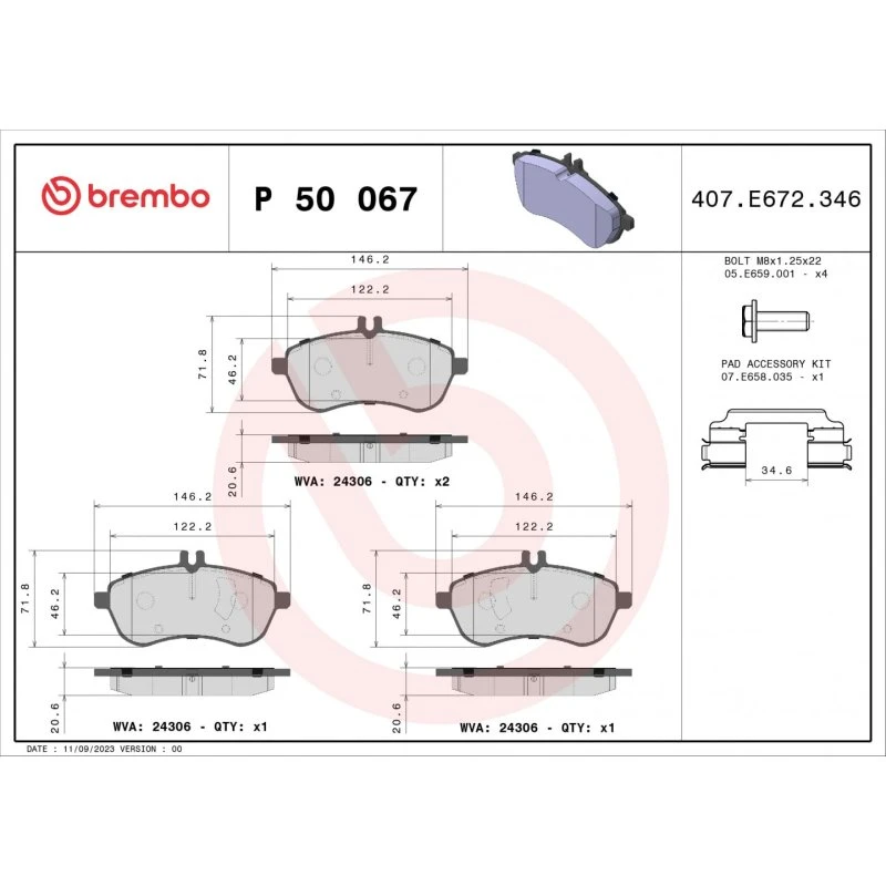Brembo Bremseklodser P 50 067X til Mercedes-Benz
