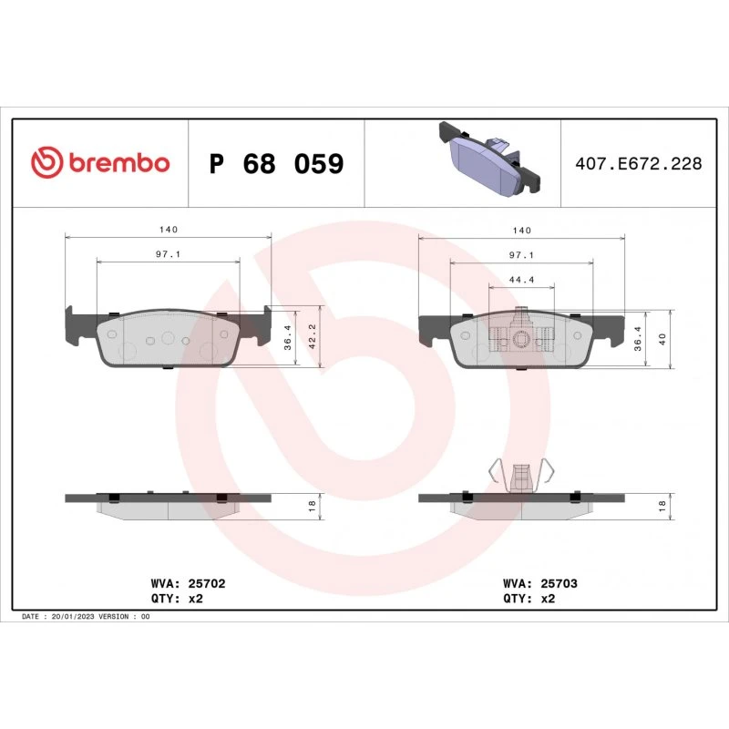 Brembo Bremseklodser P 68 059X til Renault, Dacia, Smart