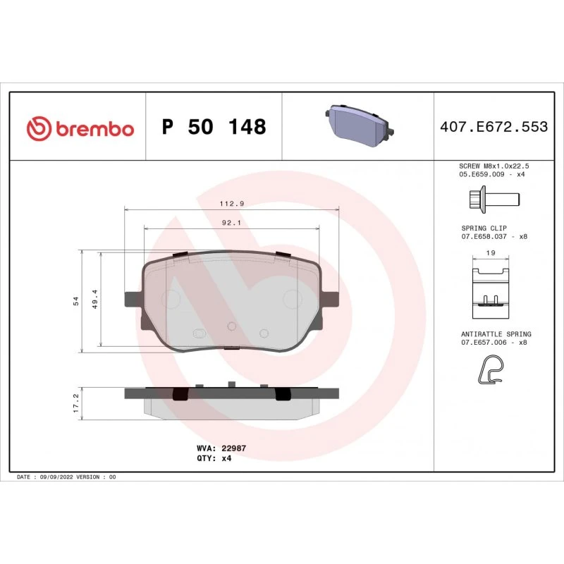 Brembo Bremseklodser P 50 148 for Mercedes-Benz (bagaksel)