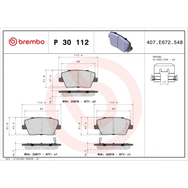 Brembo Bremseklodser P 30 112 til Hyundai i30, i30 Fastback