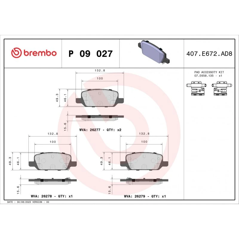 Brembo Bremseklodser P 09 027 til Tesla Model 3/Y