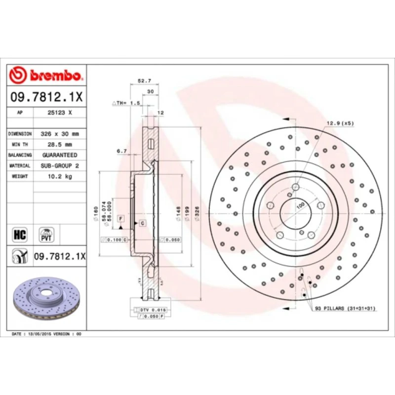 Brembo Bremseskive Xtra 09.7812.1X for Subaru Impreza