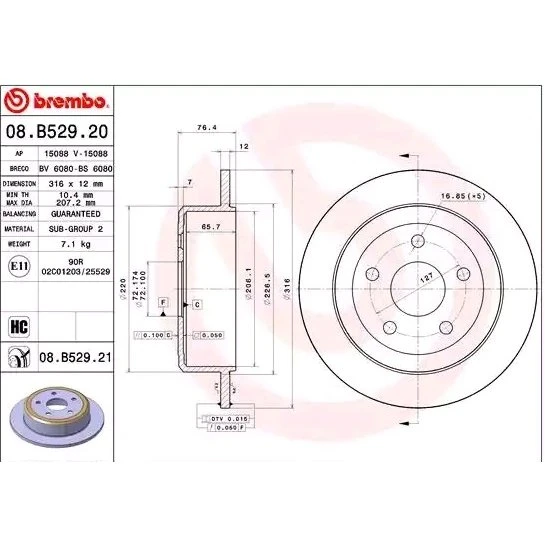 Brembo Bremseskive 08.B529.21 til Jeep Wrangler III