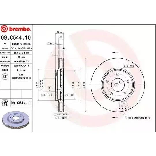 Brembo Bremseskive 09.C544.11 for Nissan Leaf & NV200