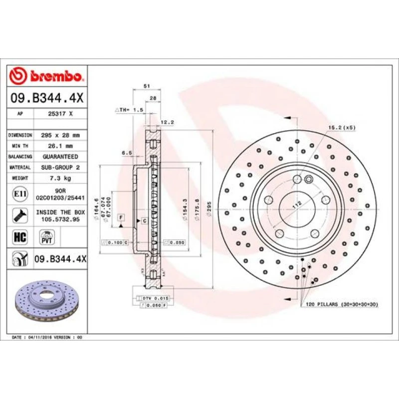 Brembo Bremseskive 09.B344.4X for Mercedes-Benz & Renault