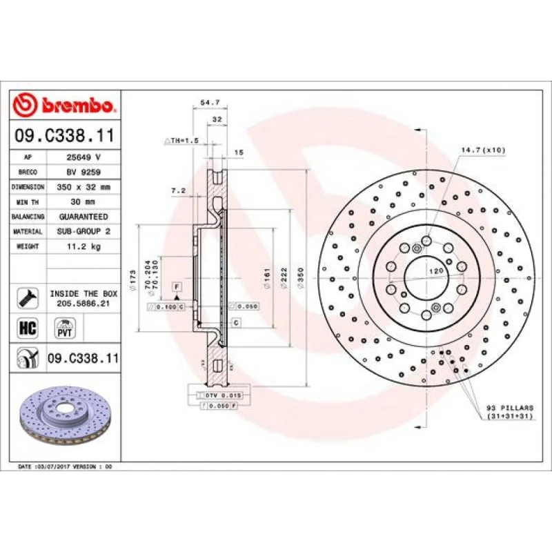 Brembo Bremseskive HONDA 09.C338.11 32mm (45251TV8E02)