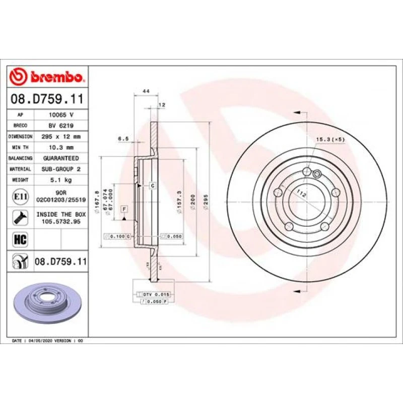 Brembo Bremseskive 08.D759.11 til Mercedes-Benz