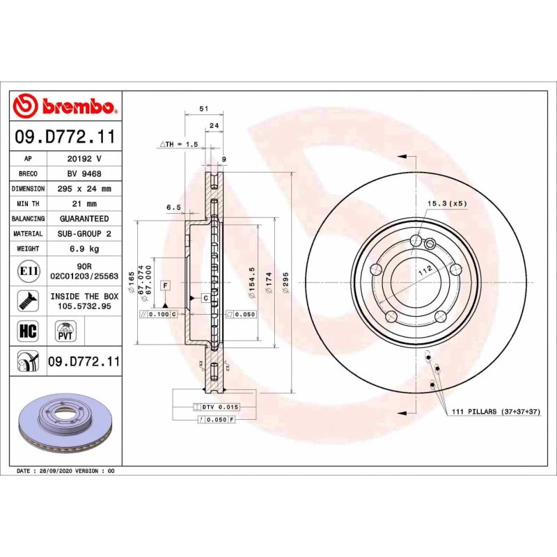Brembo Bremseskive 09.D772.11 for Mercedes-Benz