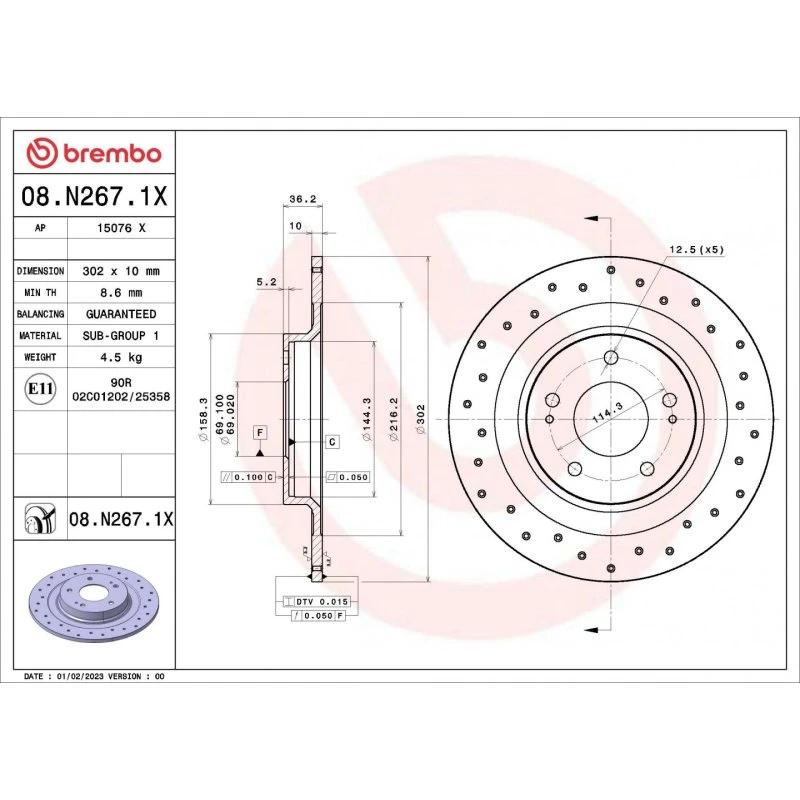 Brembo Bremseskive 08.N267.1X