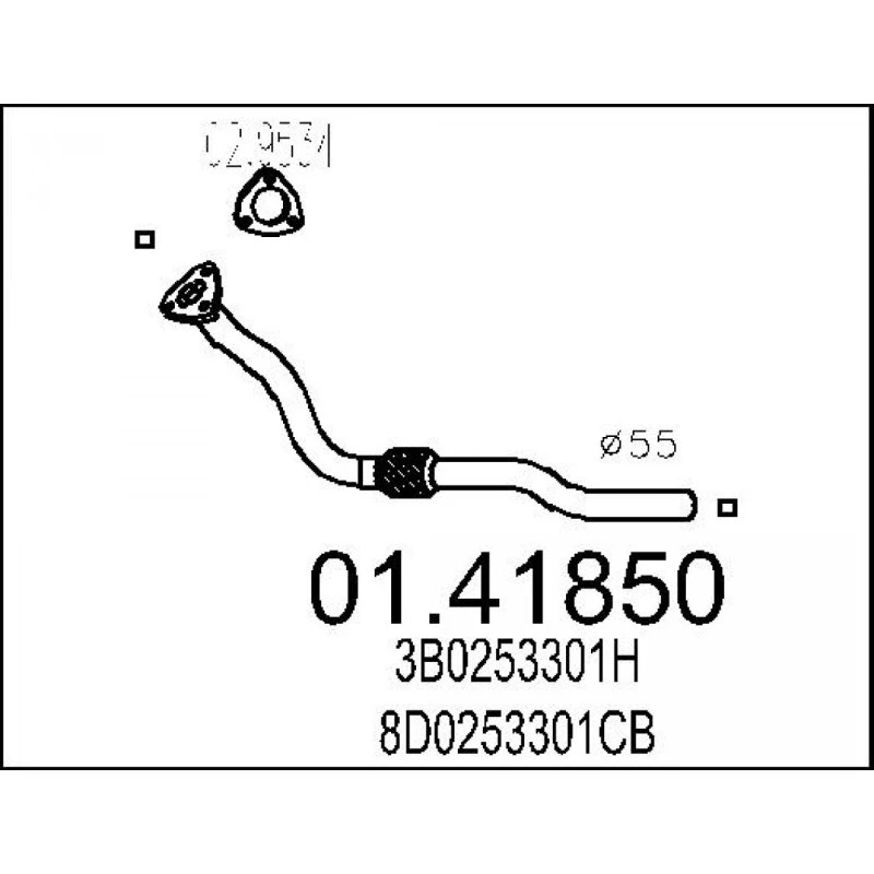 MTS 01.41850 Udstødningsrør til AUDI A4 B5/B6, A6 C5, SKODA SUPERB I, VW PASSAT B5
