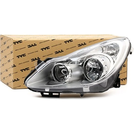 TYC Forlygte 20-1154-15-2, H7/H1, krom, til OPEL Corsa D