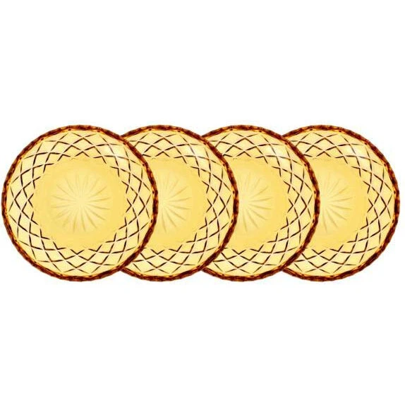 Lyngby Glas Sorrento Asietter 16 cm 4-pak Amber