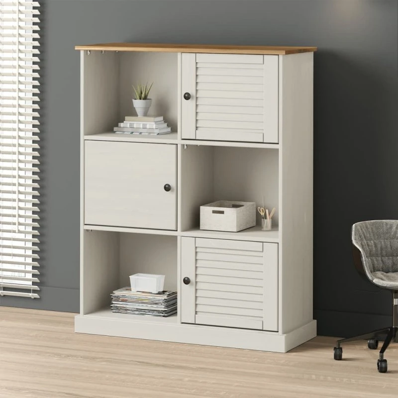 vidaXL VIGO Bogreol 90x35x114,5 cm hvid massivt fyrretræ
