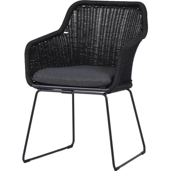 Sif Polyrattan havestol med hynde, sort/grå