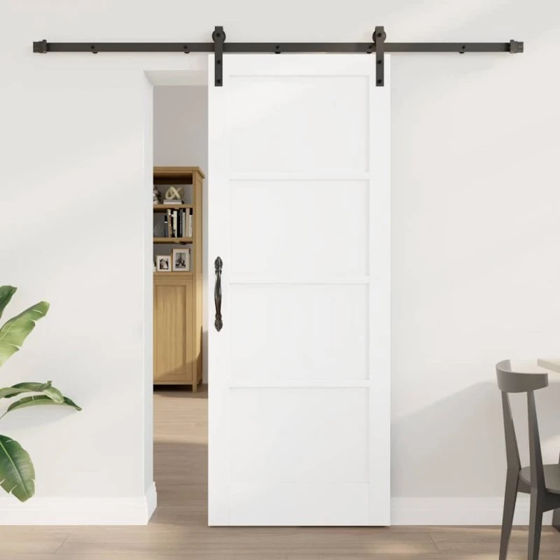 vidaXL Skydedør Hvid 78 x 202 cm Massivt Fyrretræ