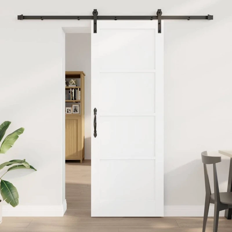 vidaXL Skydedør Hvid 78 x 211 cm Massivt Fyrretræ