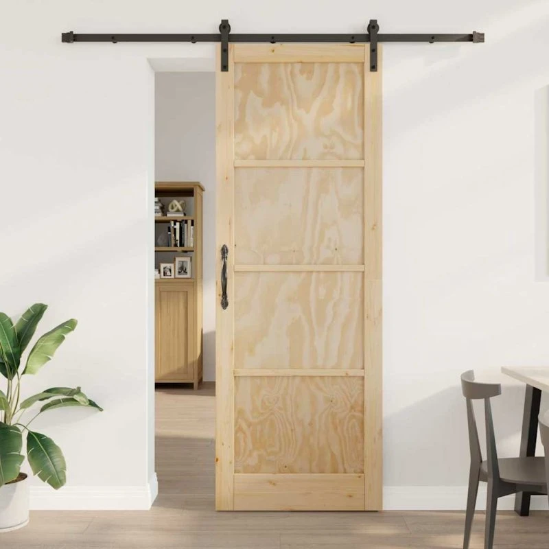 vidaXL Skydedør Brun 83 x 232 cm Massivt Fyrretræ