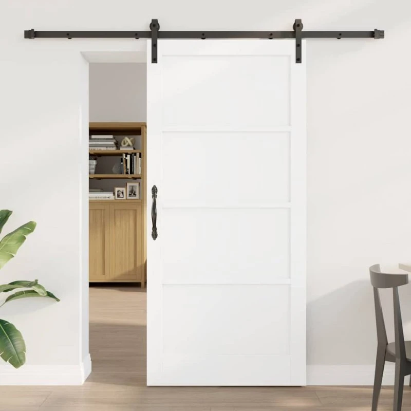 vidaXL Skydedør Hvid 93 x 202 cm Massivt Fyrretræ