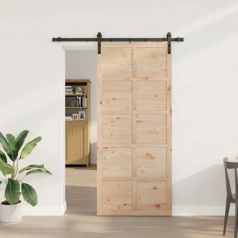 vidaXL Skydedør Brun 80 x 208 cm Massiv Fyrretræ