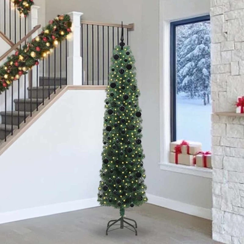 vidaXL Kunstigt Juletræ 240 cm Grønt med LED-lys og Stativ