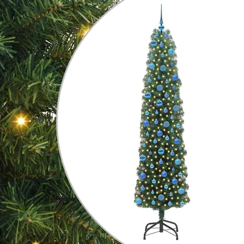 vidaXL Kunstigt juletræ 240 cm Grønt med LED-lys og stativ