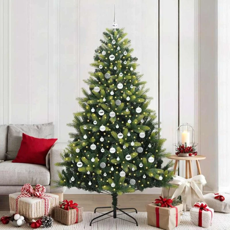 vidaXL Kunstig Hængende Juletræ 210 cm Grøn 300 LEDs PVC/PE