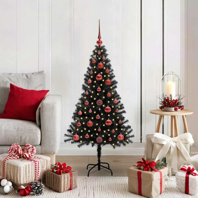 vidaXL Juletræ 120 cm Sort PVC med 150 LED'er og stativ