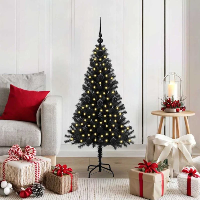 vidaXL Juletræ 120 cm Sort med 150 LED'er og Stativ