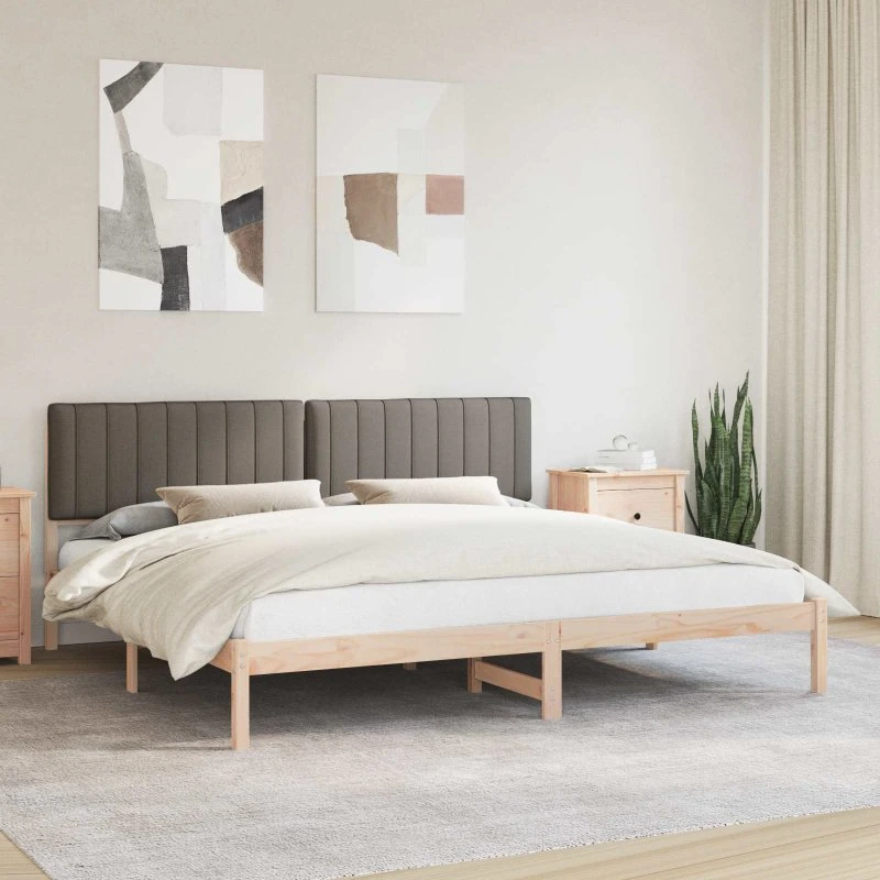 vidaXL Sengestel med Polstret Hovedgavl Gråbrun 200x200 cm