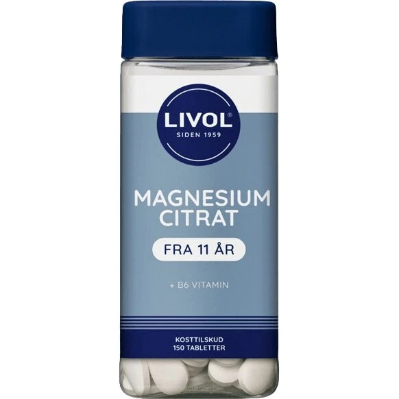 Livol Magnesium Citrat 150 tabl. med vitamin B6 (vegansk)